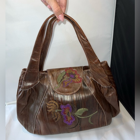 Embroidered brown handbag and boots - Made in Italy - Picture 2 of 4
